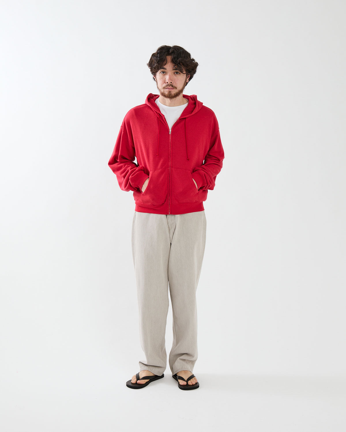 FADED HARD TWIST BROWN DENIM WIDE PANTS