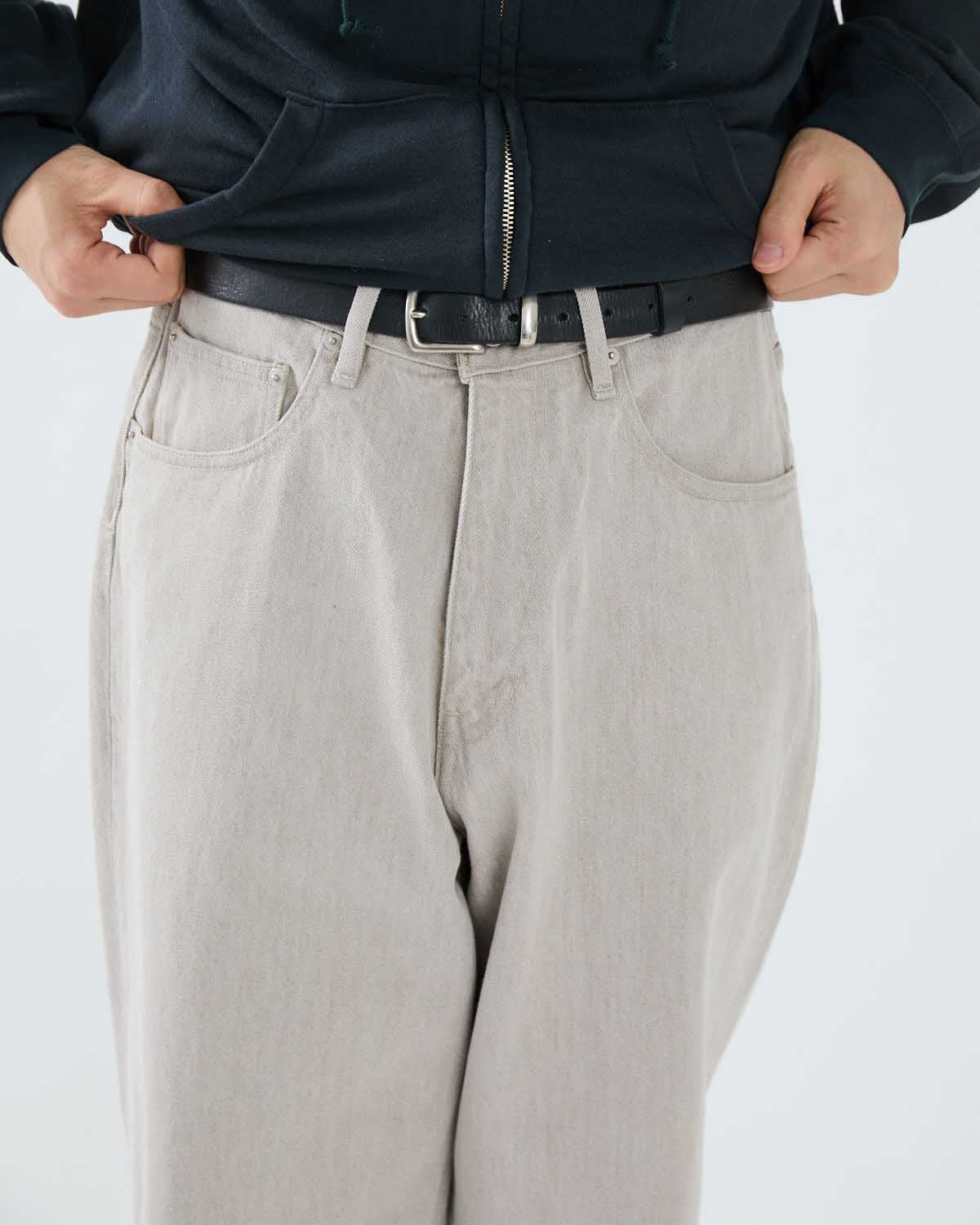 FADED HARD TWIST BROWN DENIM WIDE PANTS