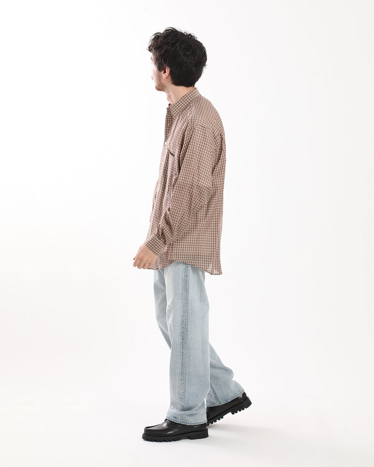 FADED SELVEDGE LIGHT DENIM WIDE PANTS