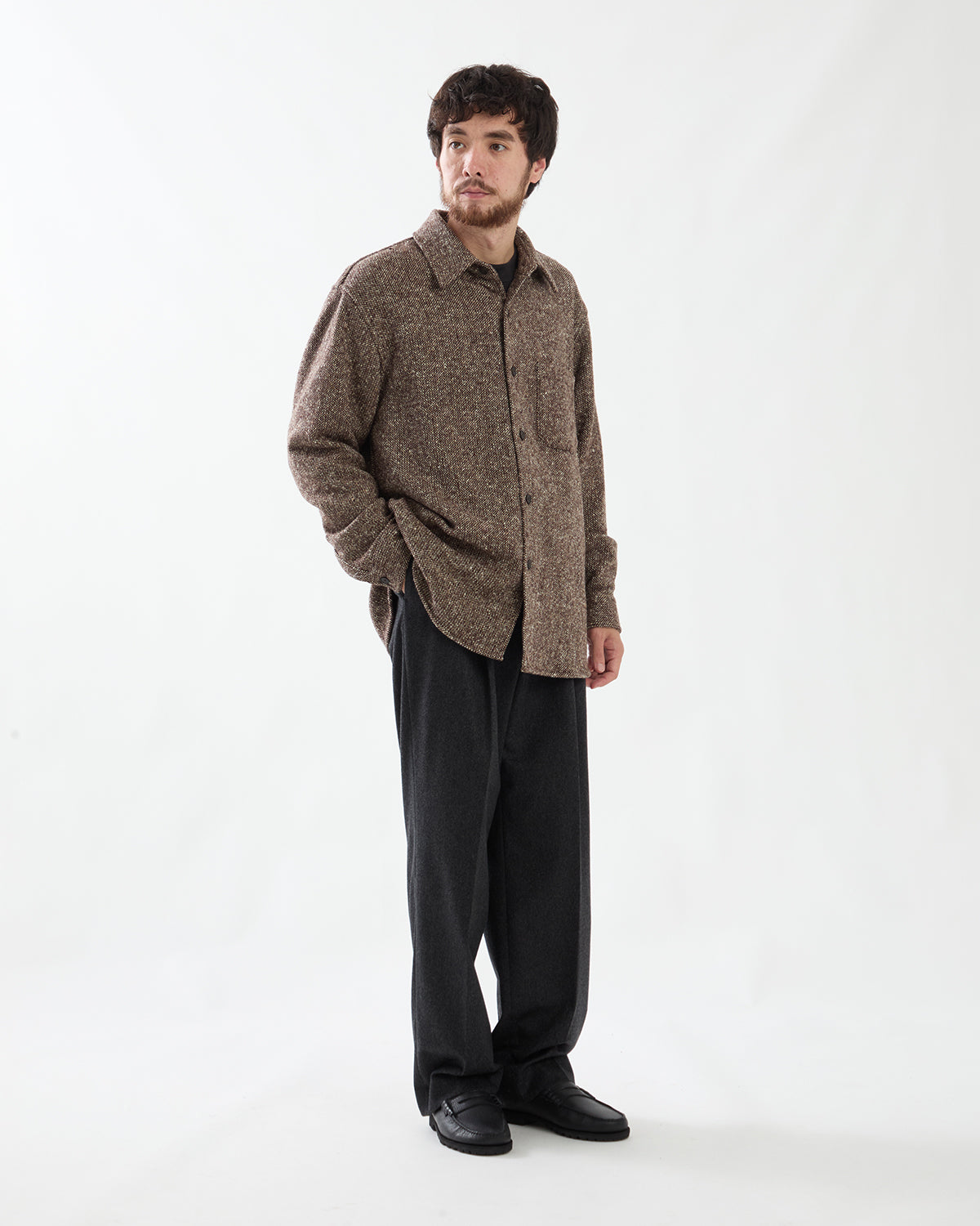 CASHMERE MOLESKIN TWO-TUCK SLACKS