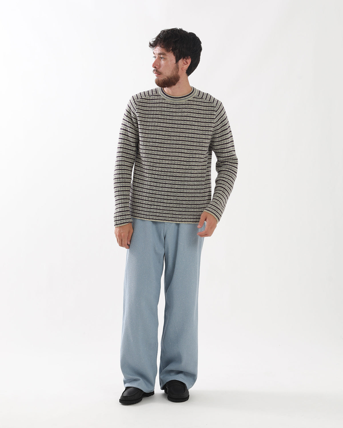 SILK NEP DENIM 5P WIDE PANTS