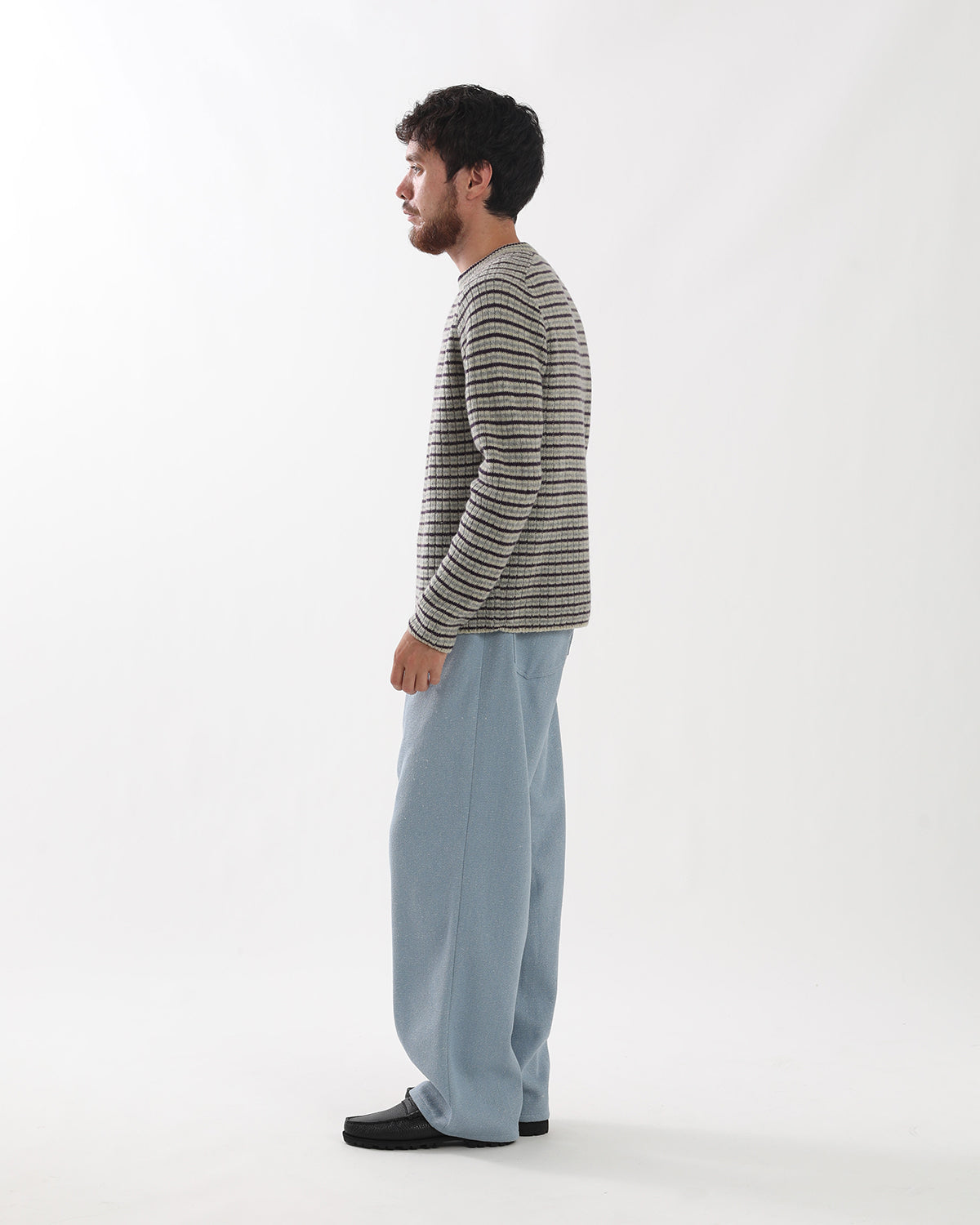 SILK NEP DENIM 5P WIDE PANTS