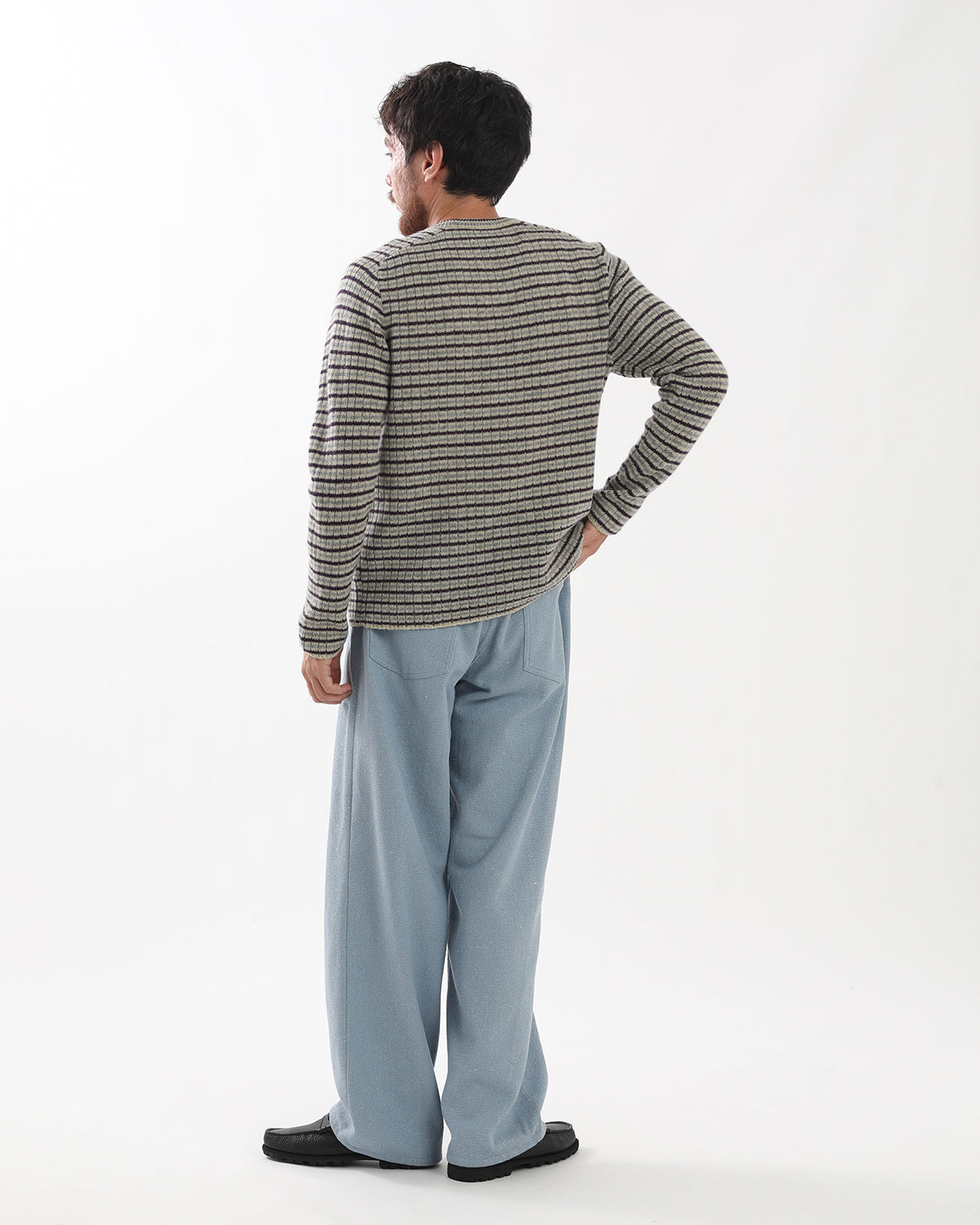 SILK NEP DENIM 5P WIDE PANTS