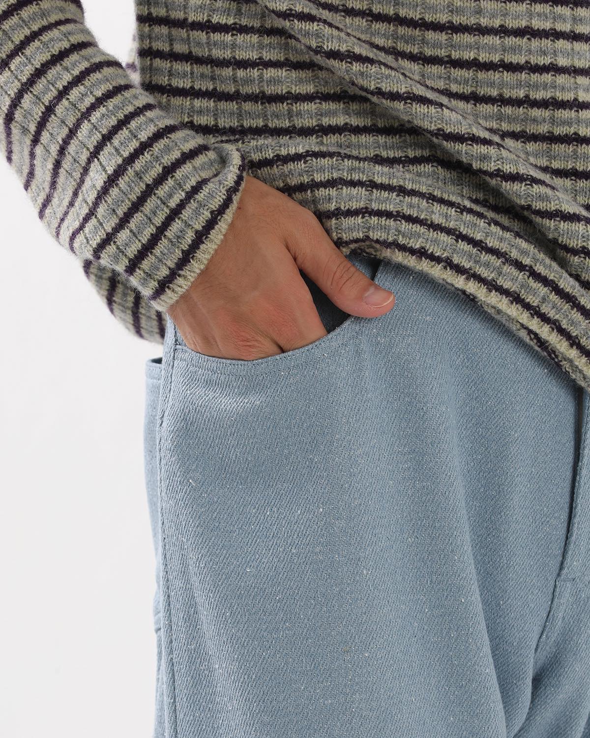 SILK NEP DENIM 5P WIDE PANTS