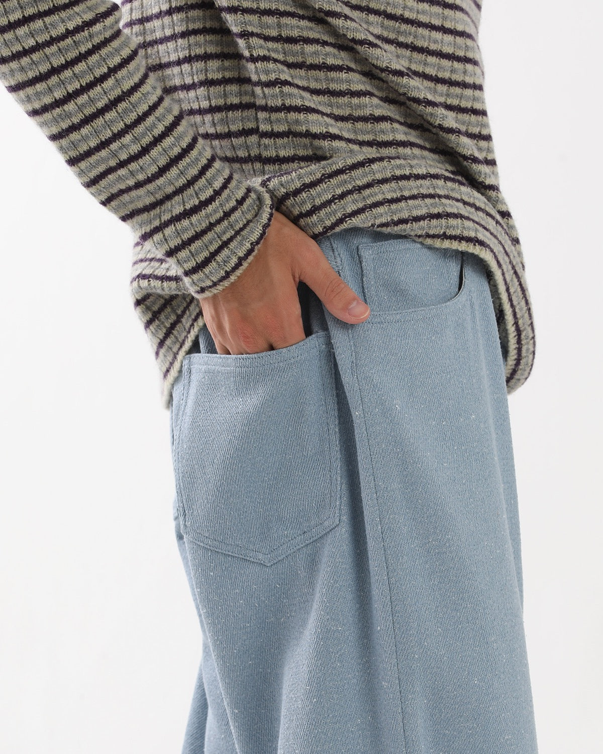 SILK NEP DENIM 5P WIDE PANTS
