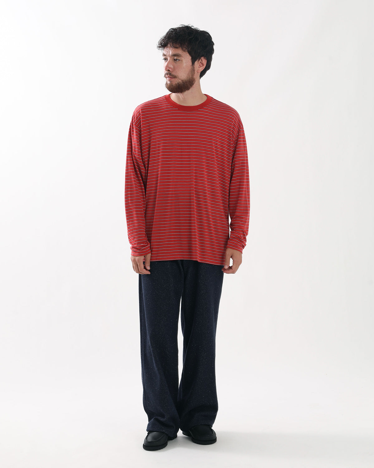 SILK NEP DENIM 5P WIDE PANTS