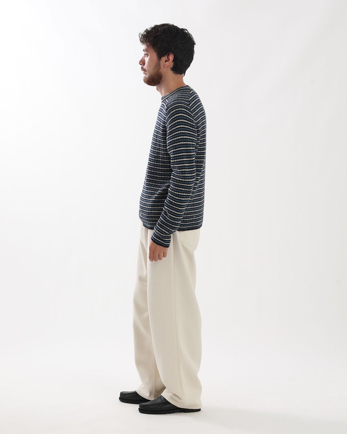 SILK NEP DENIM 5P WIDE PANTS