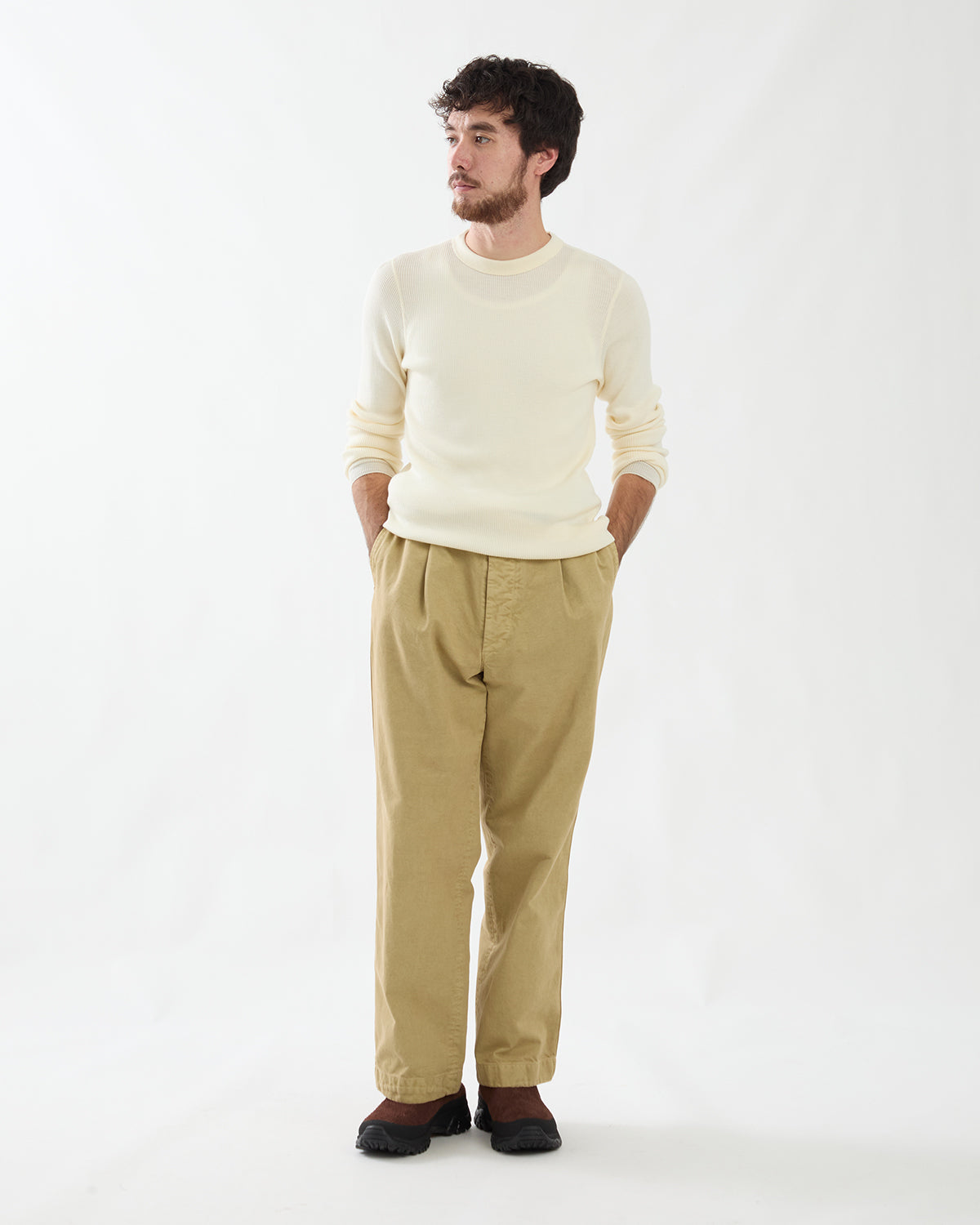 GARMENT-DYED FINX CHINO ONE-TUCK WIDE PANTS