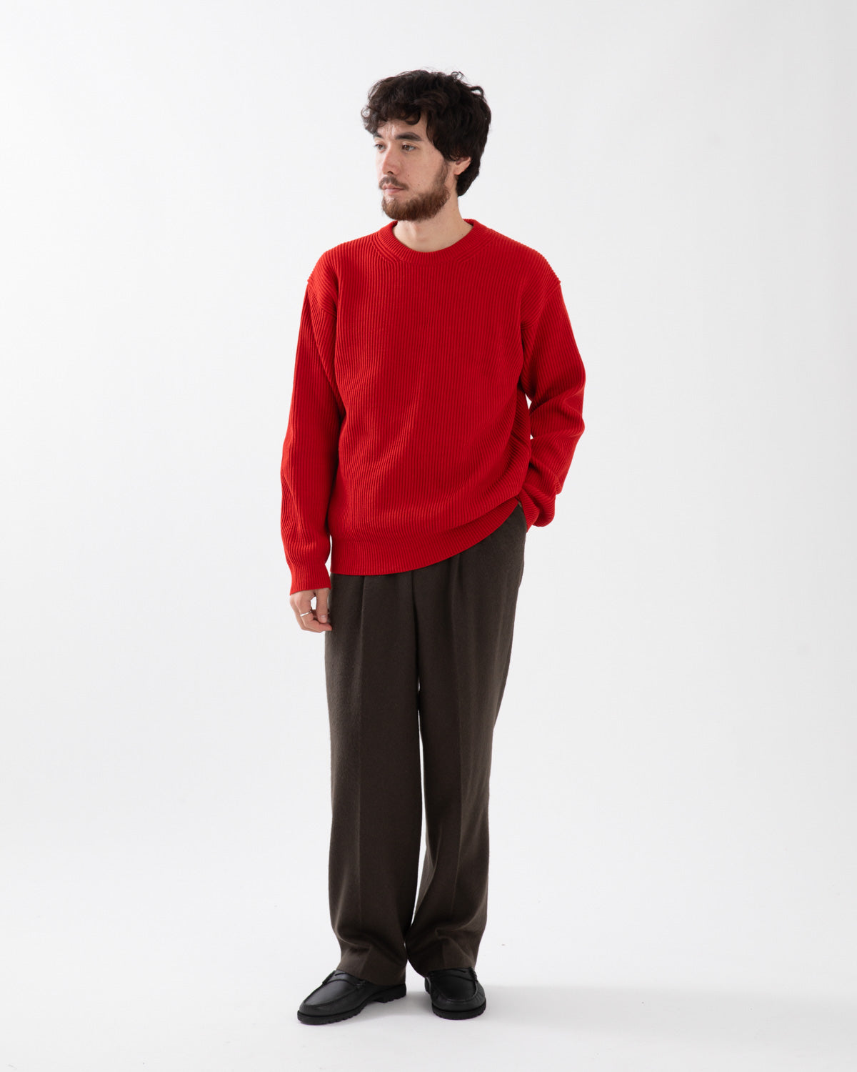 BABY CAMEL FLANNEL TWO-TUCK SLACKS