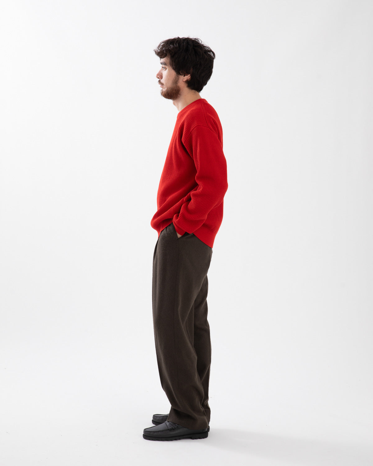 BABY CAMEL FLANNEL TWO-TUCK SLACKS