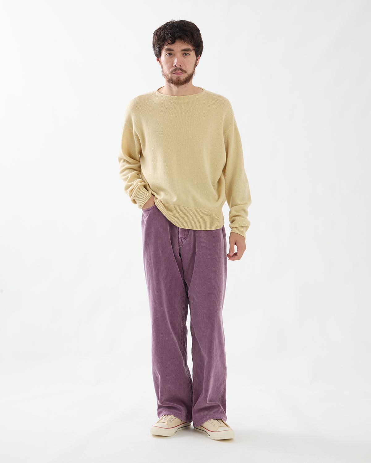 GARMENT-DYED FINX CORDUROY 5P WIDE PANTS