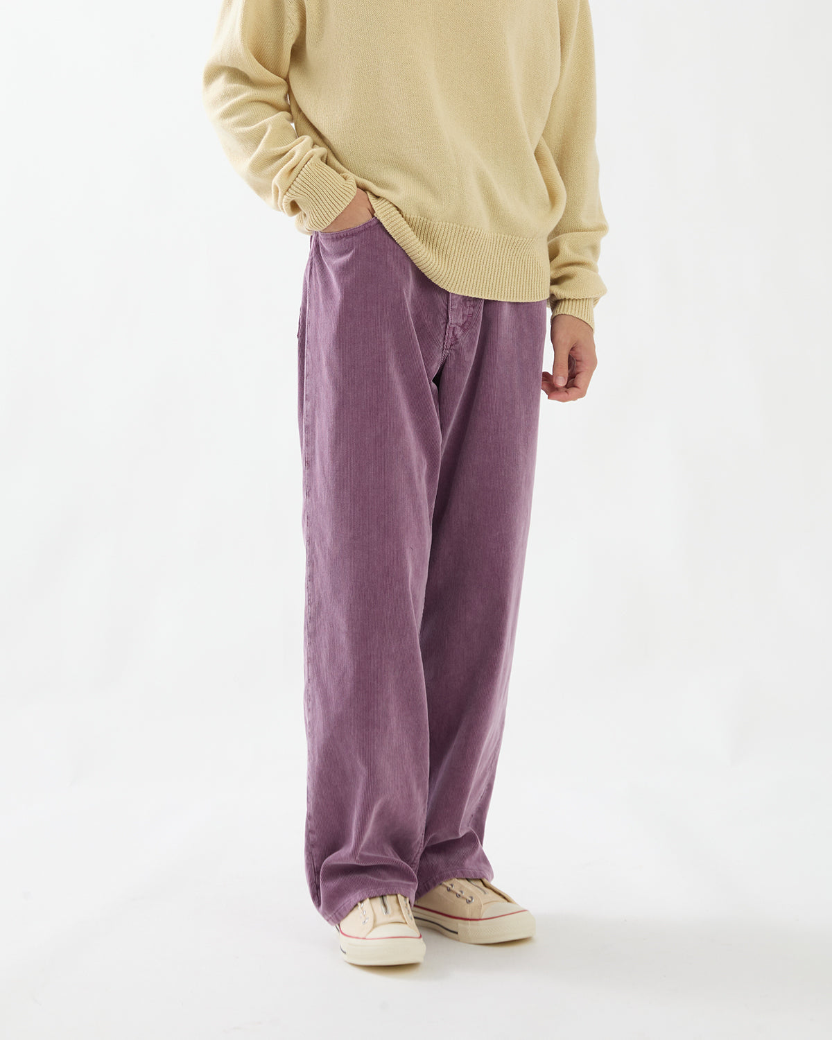 GARMENT-DYED FINX CORDUROY 5P WIDE PANTS