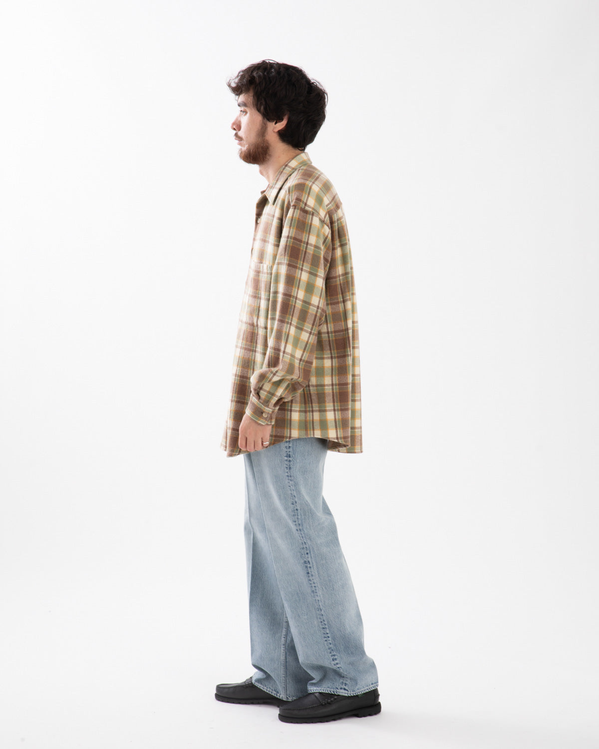 FADED HEAVY DENIM CENTRE-PLEATED PANTS