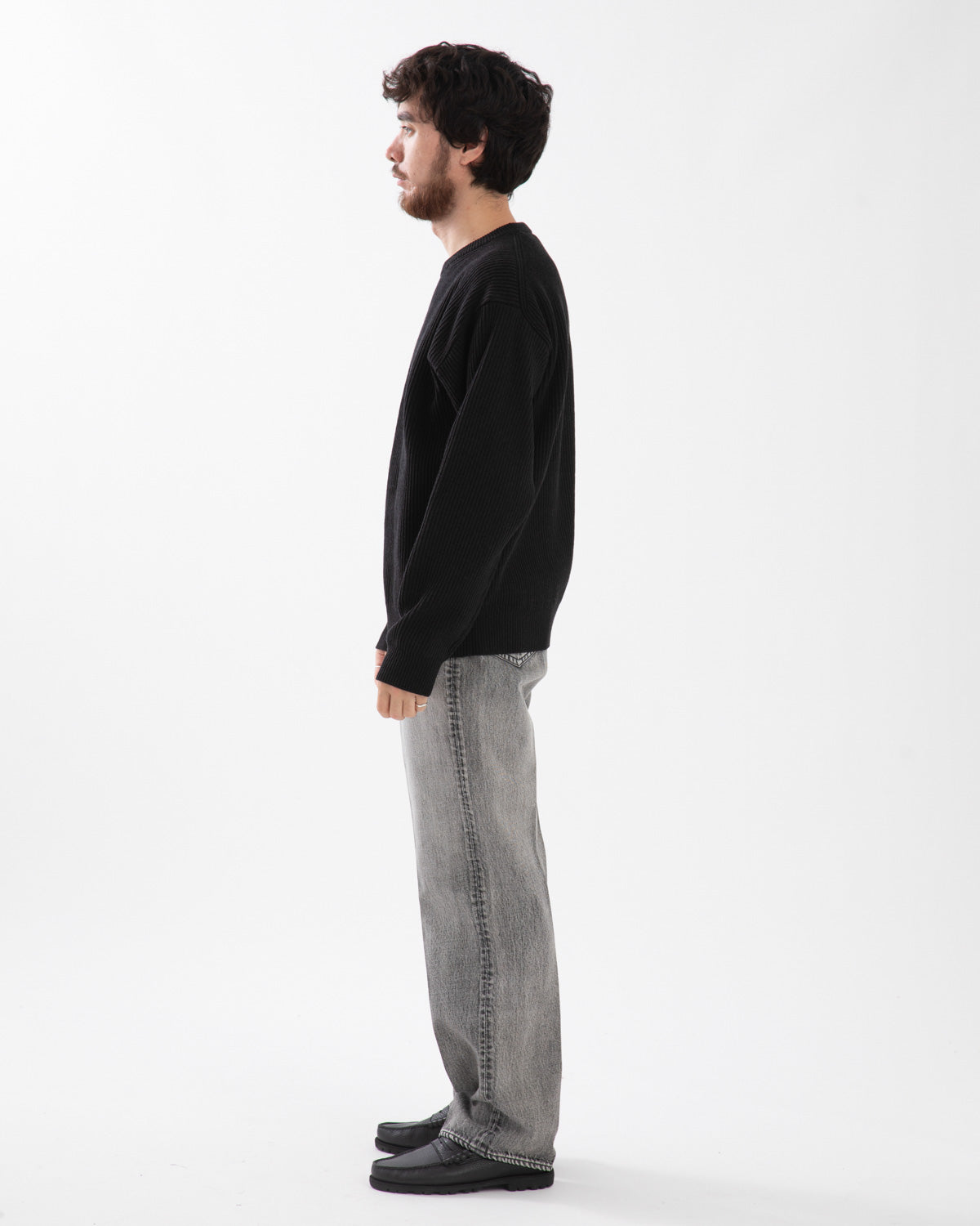 FADED HEAVY DENIM CENTRE-PLEATED PANTS
