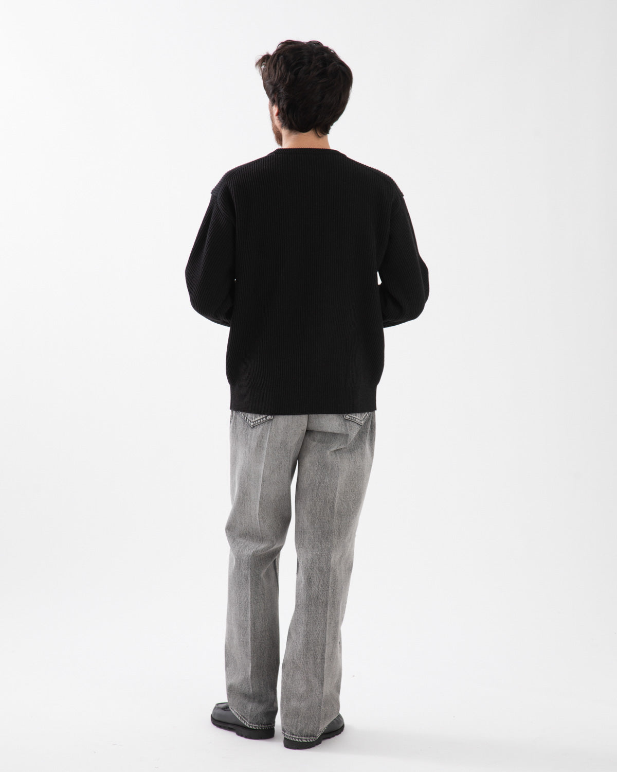 FADED HEAVY DENIM CENTRE-PLEATED PANTS