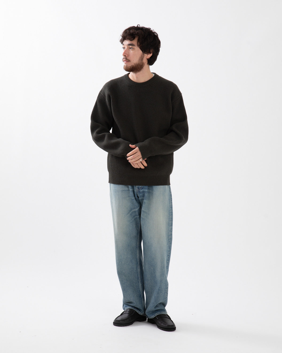SELVEDGE FADED HEAVY DENIM WIDE PANTS