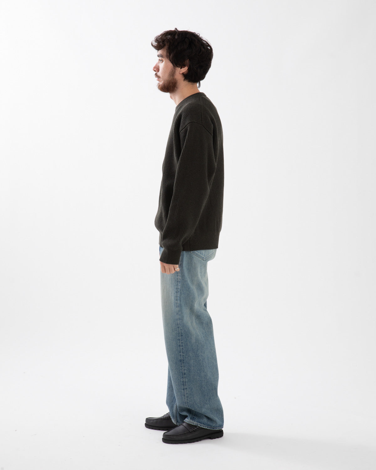 SELVEDGE FADED HEAVY DENIM WIDE PANTS