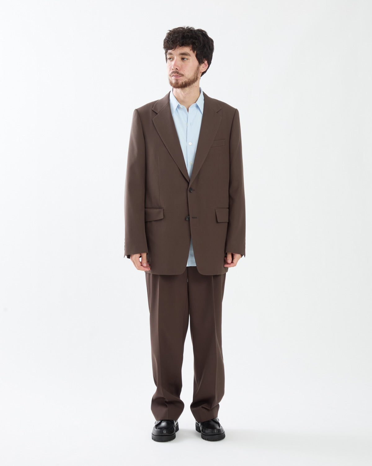 LIGHT WOOL MAX GABARDINE TWO-TUCK SLACKS