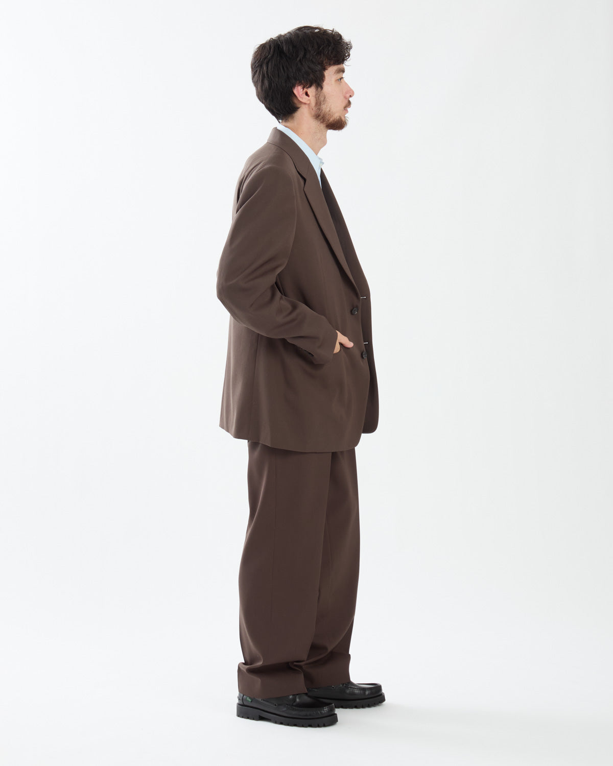 LIGHT WOOL MAX GABARDINE TWO-TUCK SLACKS
