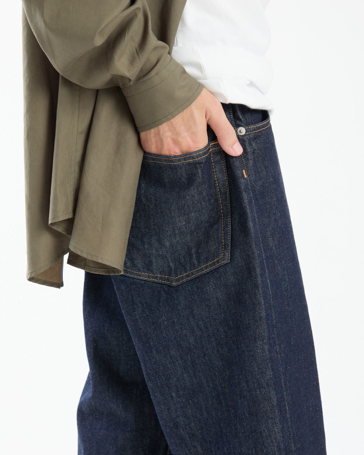 HARD TWIST DENIM WIDE PANTS