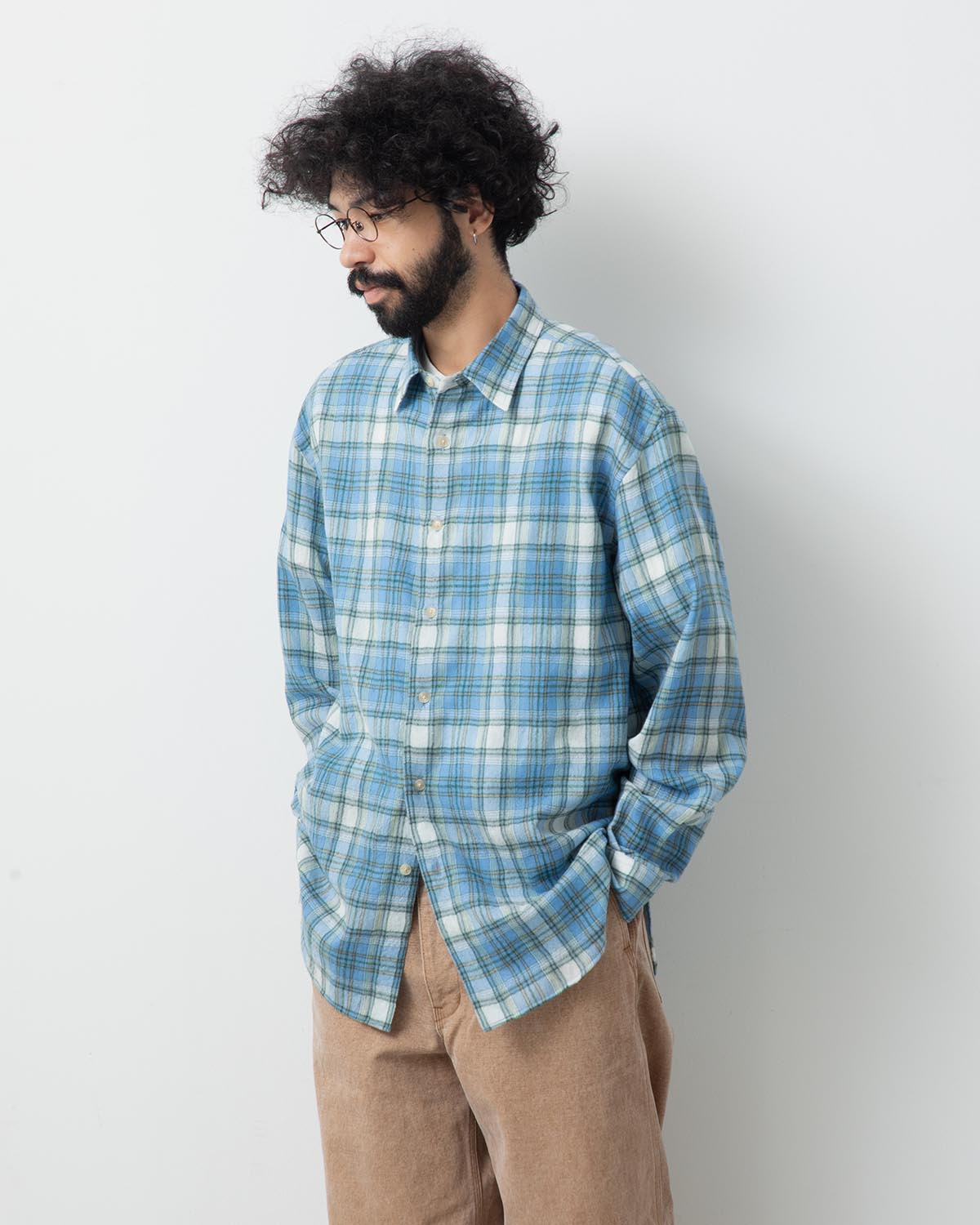 AIRY WOOL CHECK SHIRT