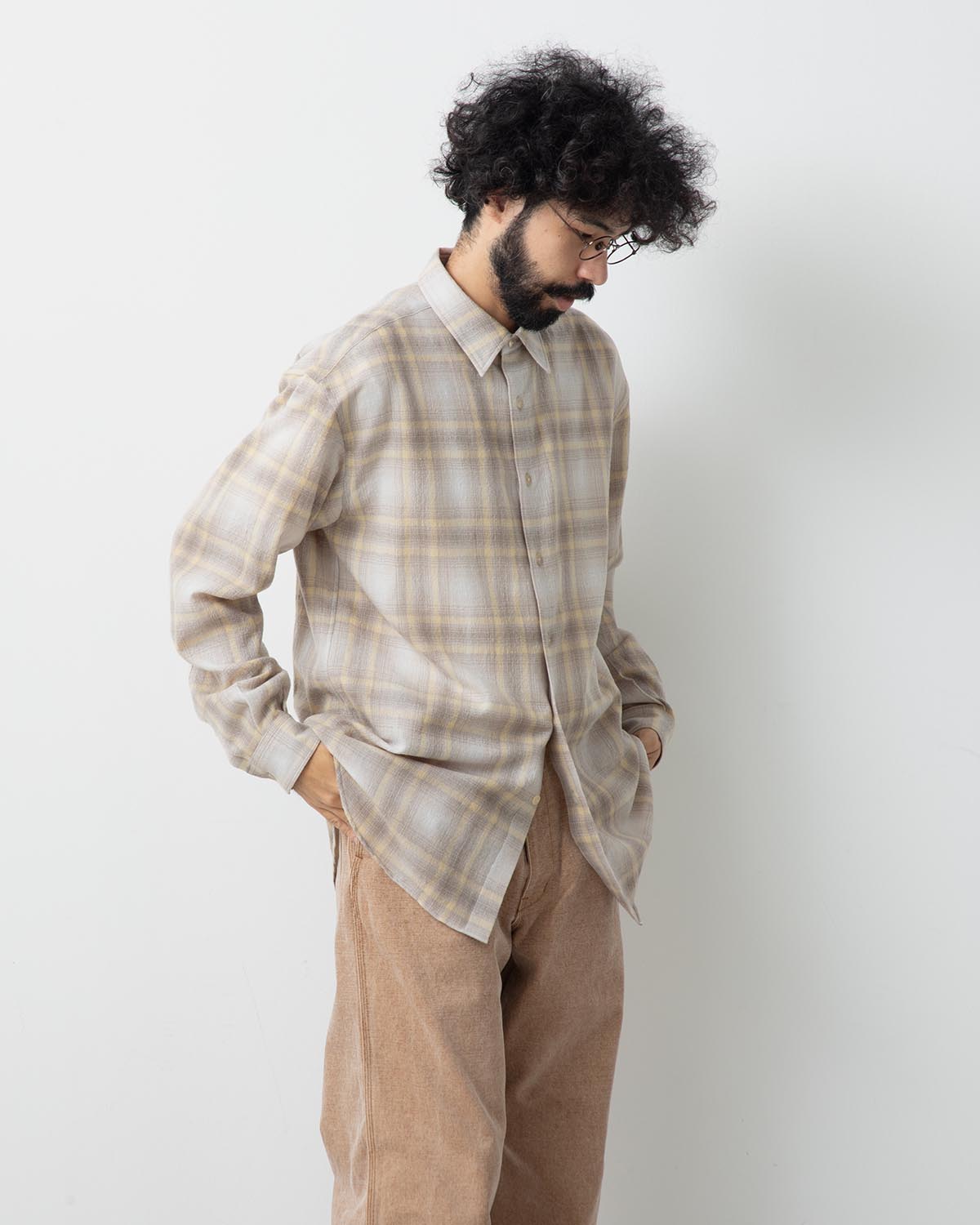 AIRY WOOL CHECK SHIRT