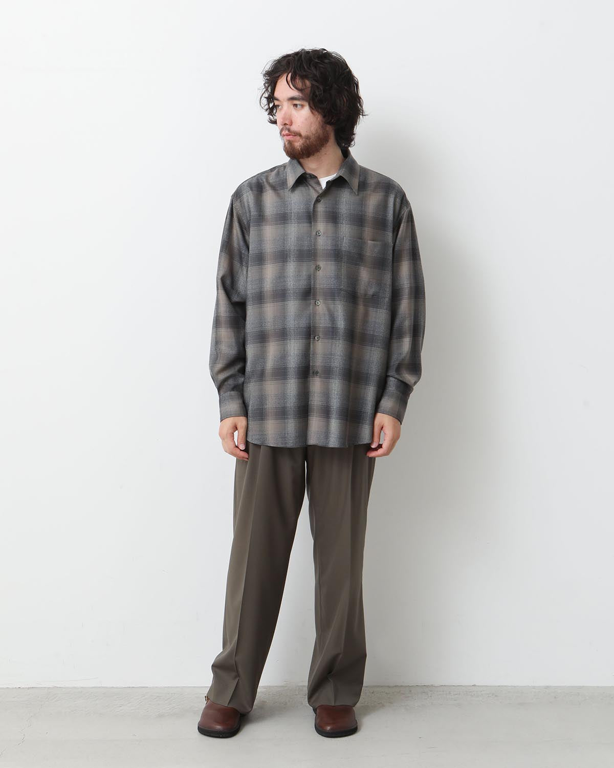 SUPER LIGHT WOOL CHECK SHIRT