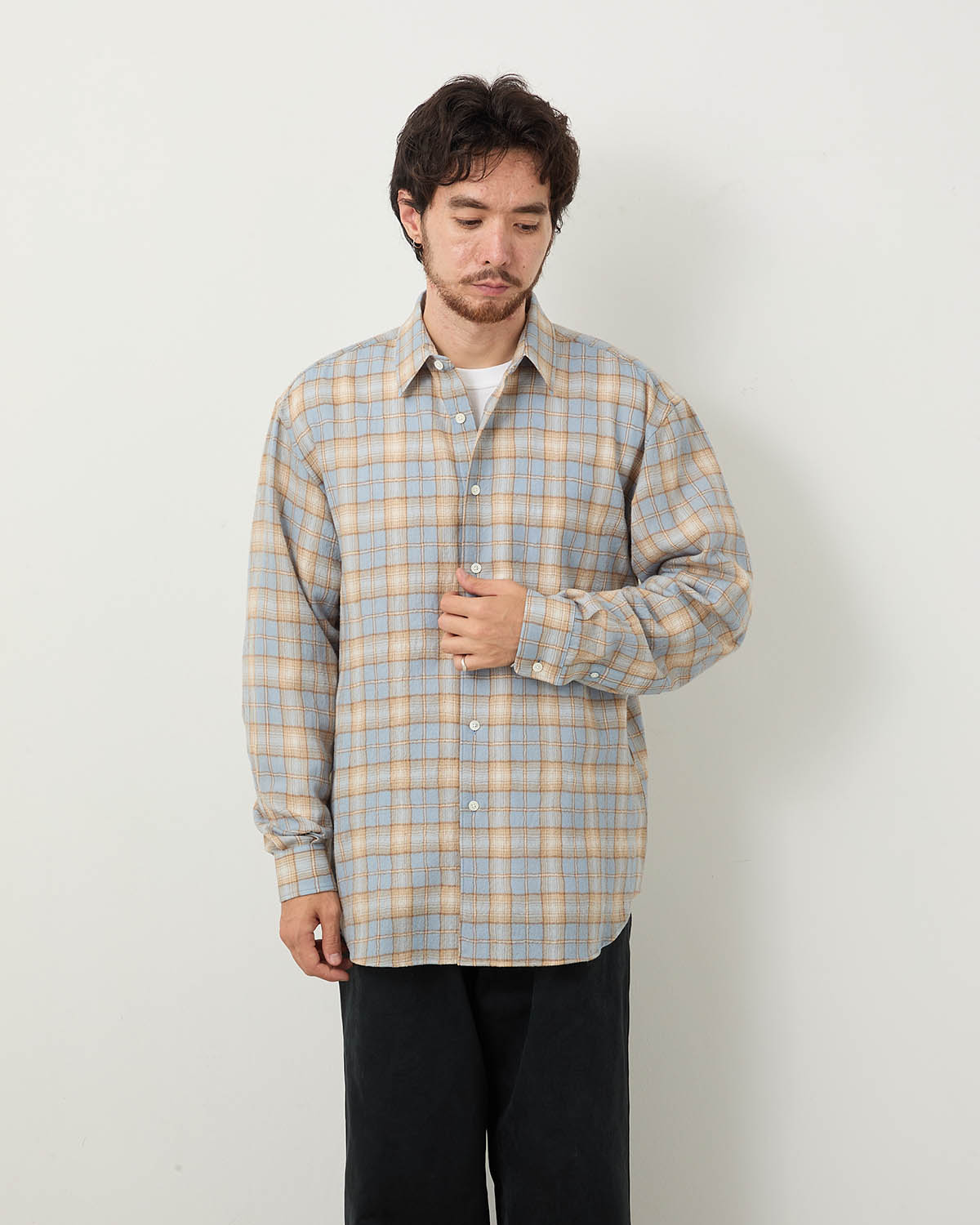 AIRY WOOL CHECK SHIRT