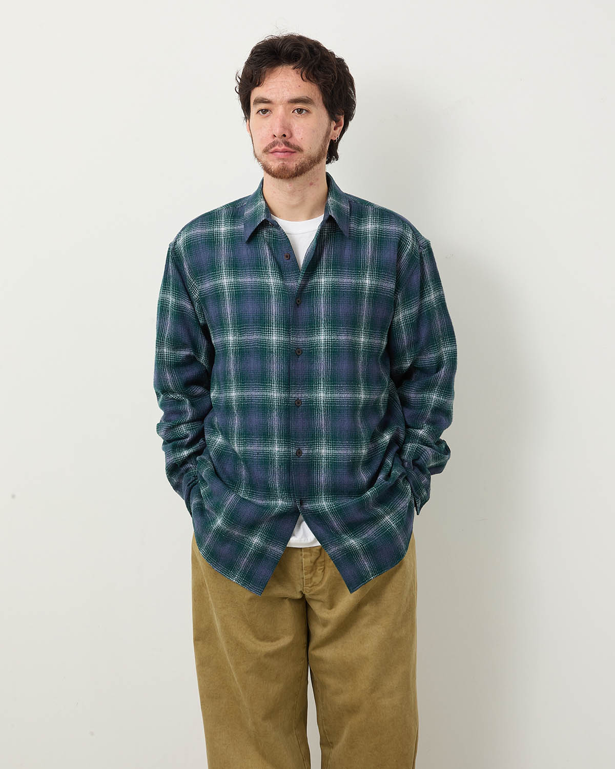 AIRY WOOL CHECK SHIRT