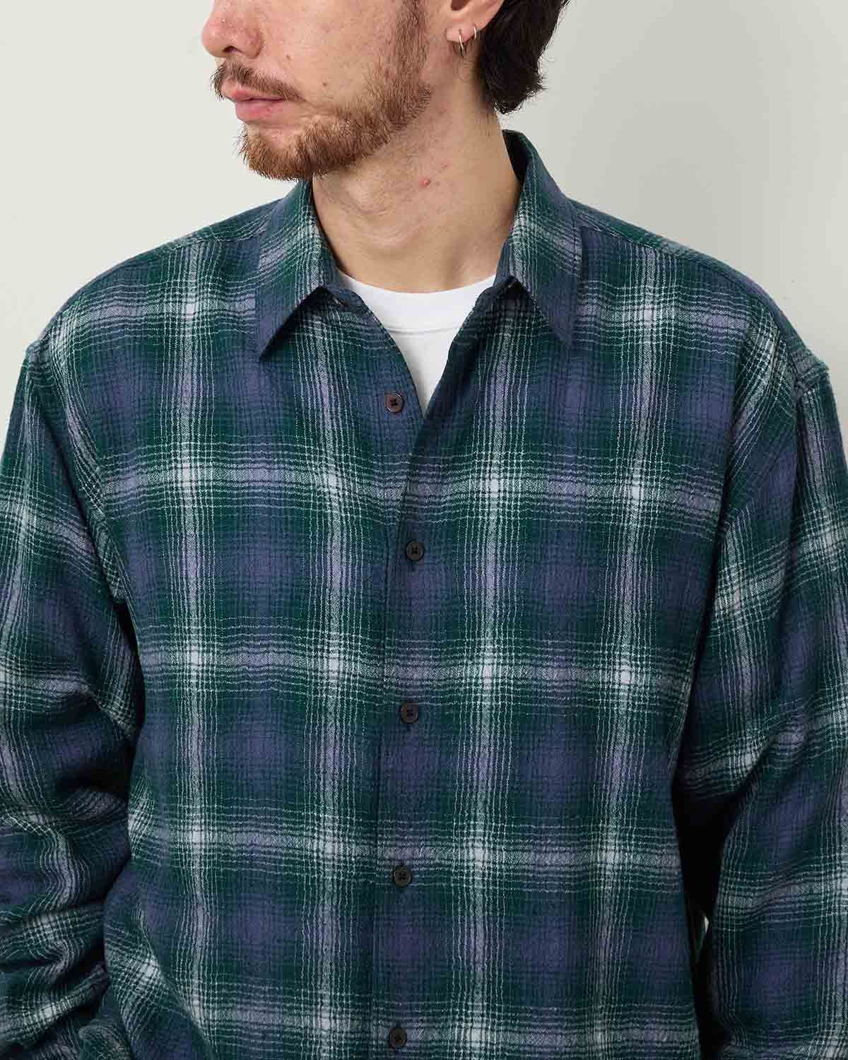 AIRY WOOL CHECK SHIRT