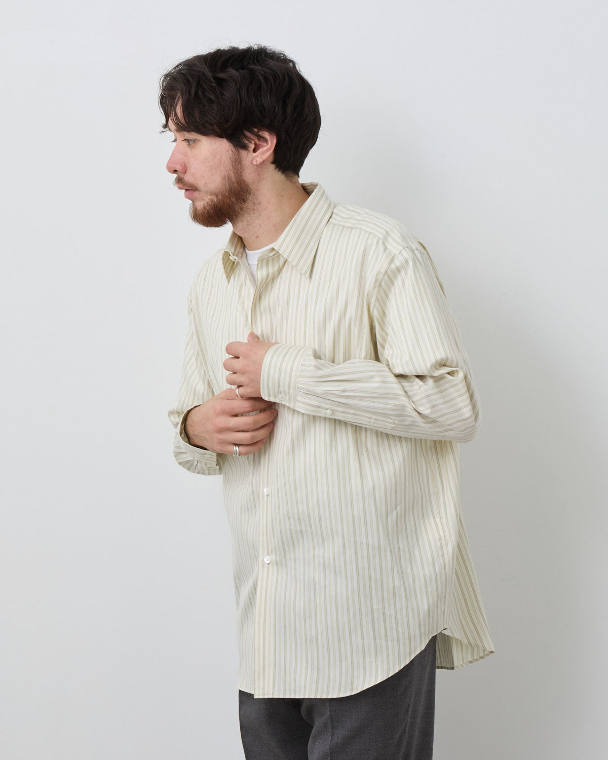 COTTON SILK STRIPE SHIRT