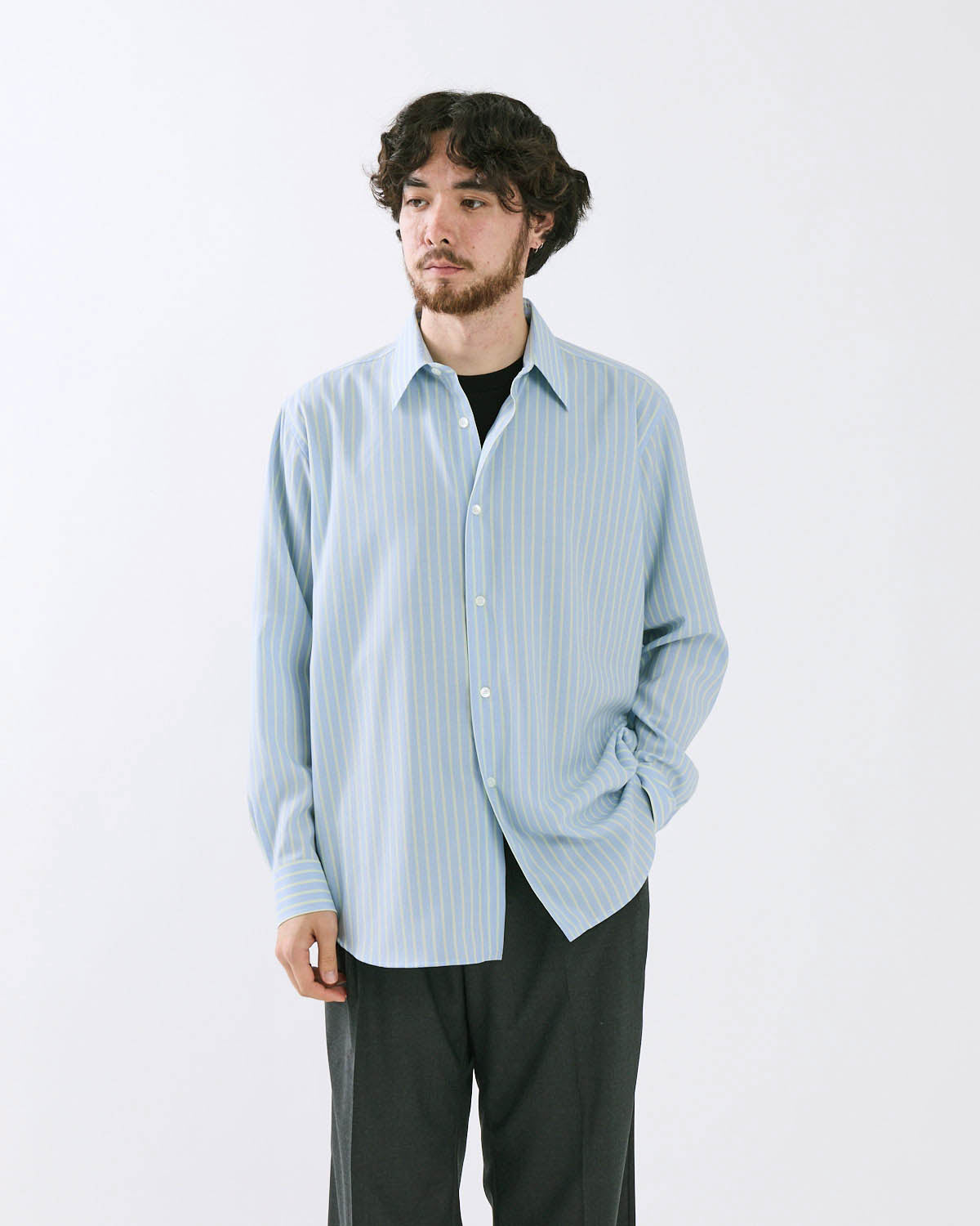 SUPER FINE WOOL STRIPE SHIRT