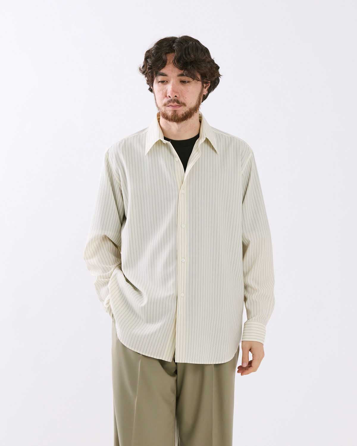 SUPER FINE WOOL STRIPE SHIRT