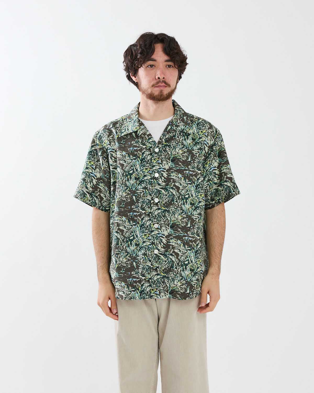 PRINTED AIRY SILK HALF-SLEEVED SHIRT
