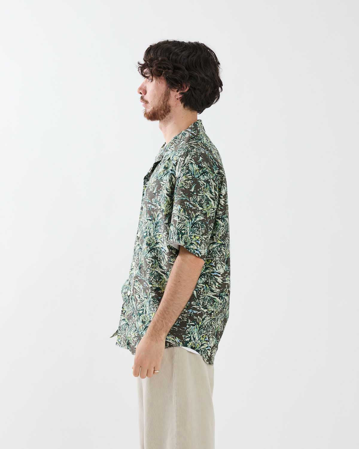 PRINTED AIRY SILK HALF-SLEEVED SHIRT