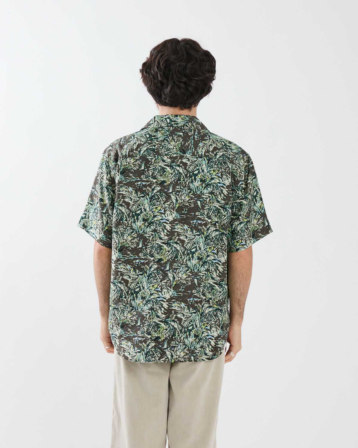 PRINTED AIRY SILK HALF-SLEEVED SHIRT