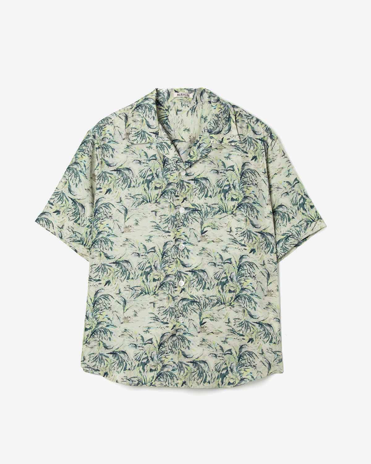 PRINTED AIRY SILK HALF-SLEEVED SHIRT