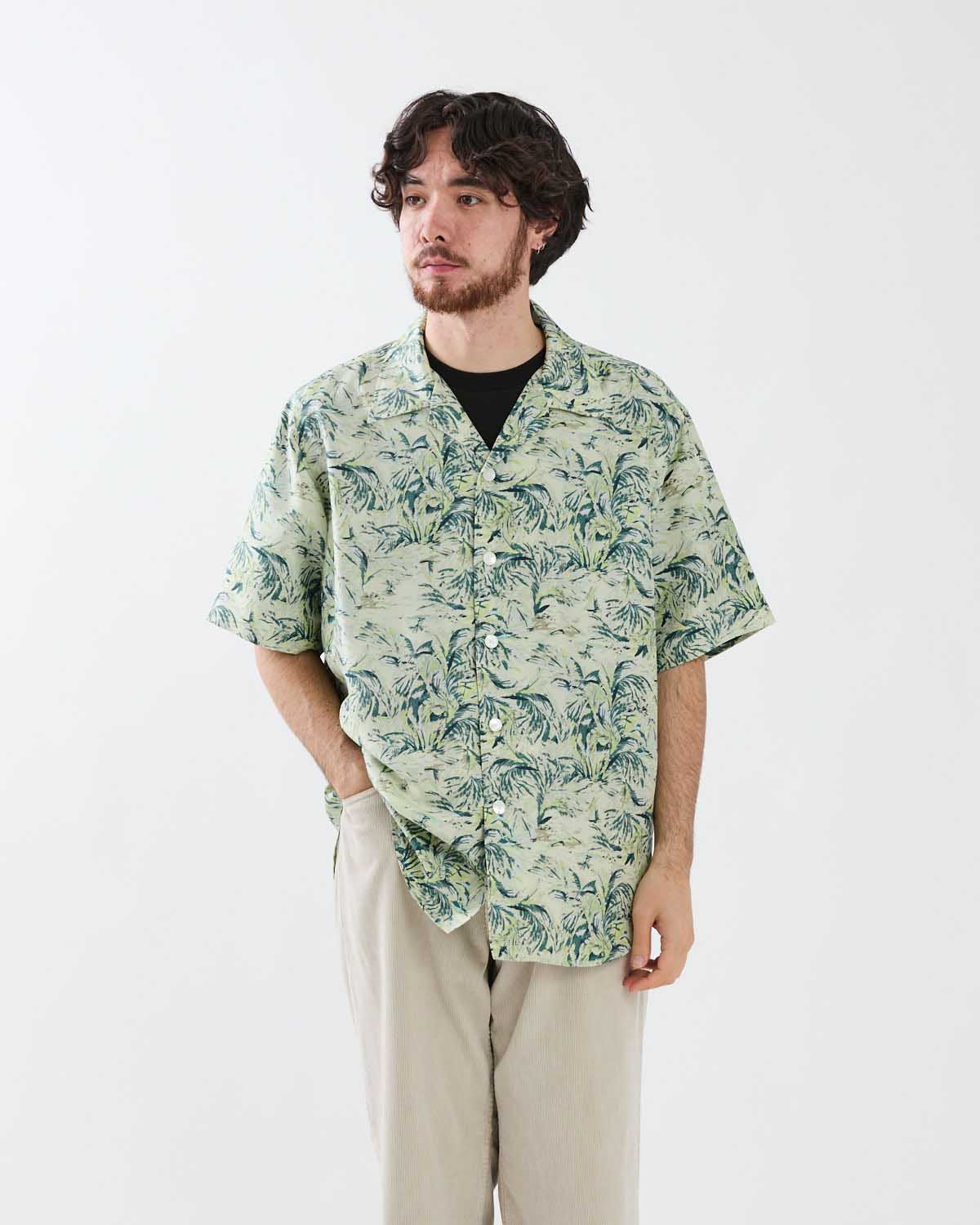 PRINTED AIRY SILK HALF-SLEEVED SHIRT