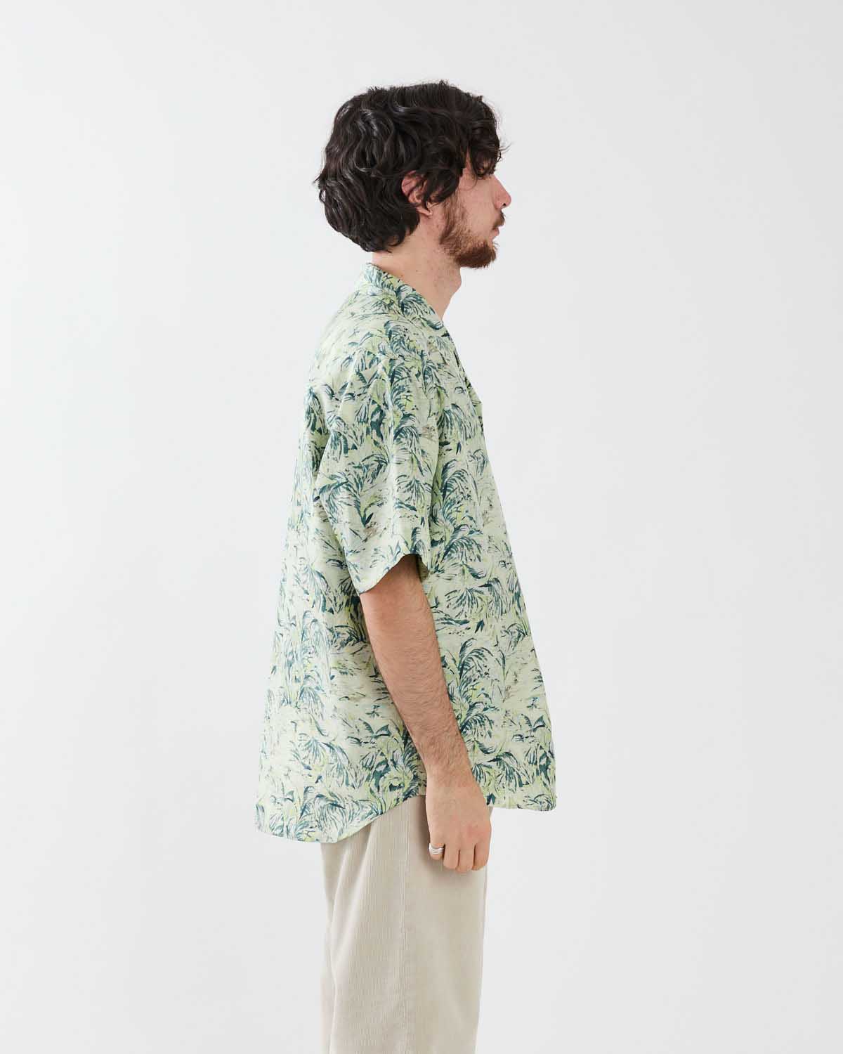 PRINTED AIRY SILK HALF-SLEEVED SHIRT