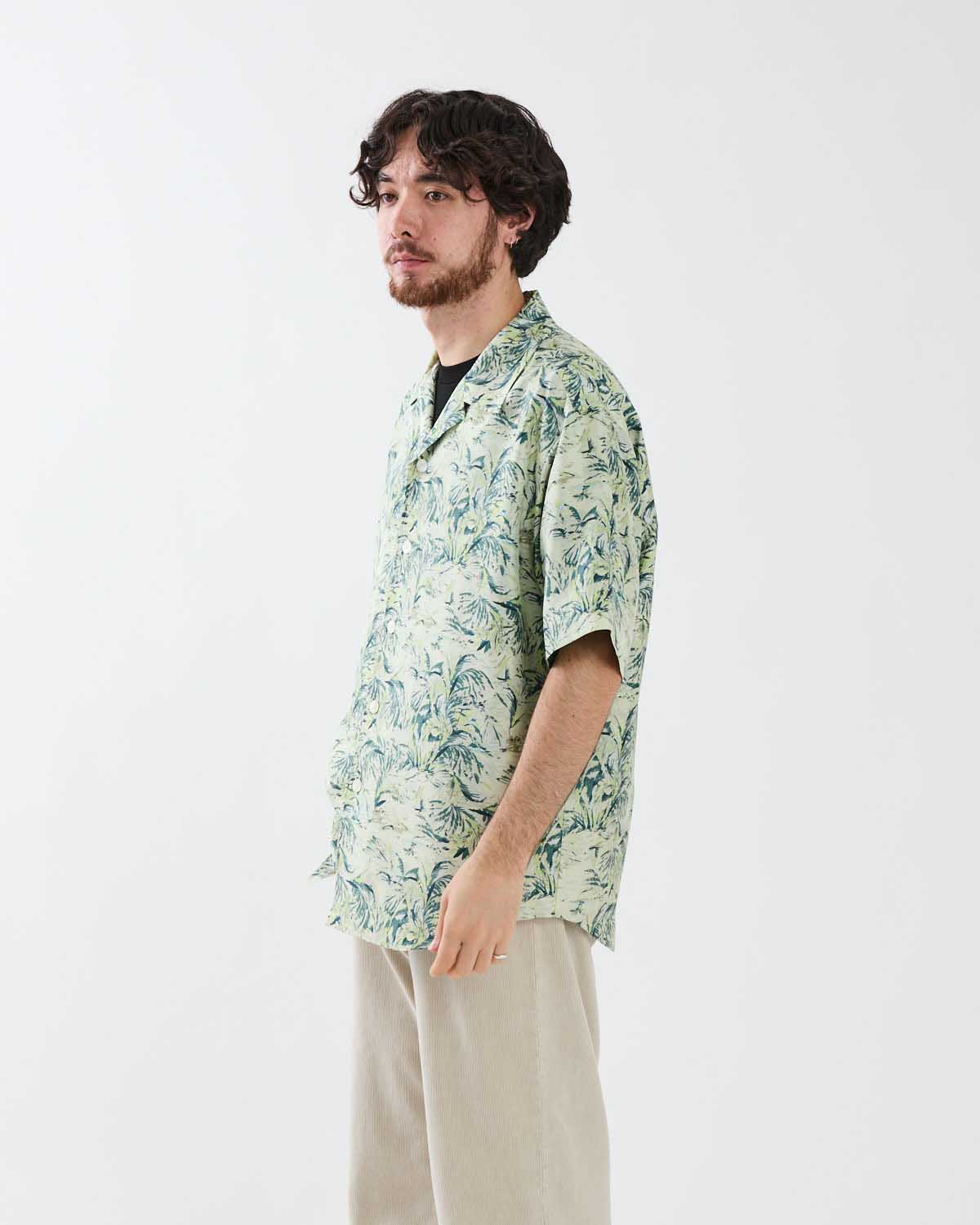 PRINTED AIRY SILK HALF-SLEEVED SHIRT