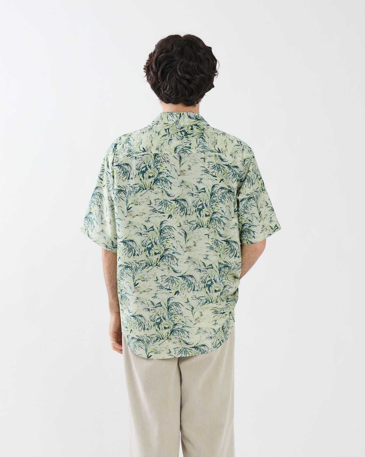 PRINTED AIRY SILK HALF-SLEEVED SHIRT