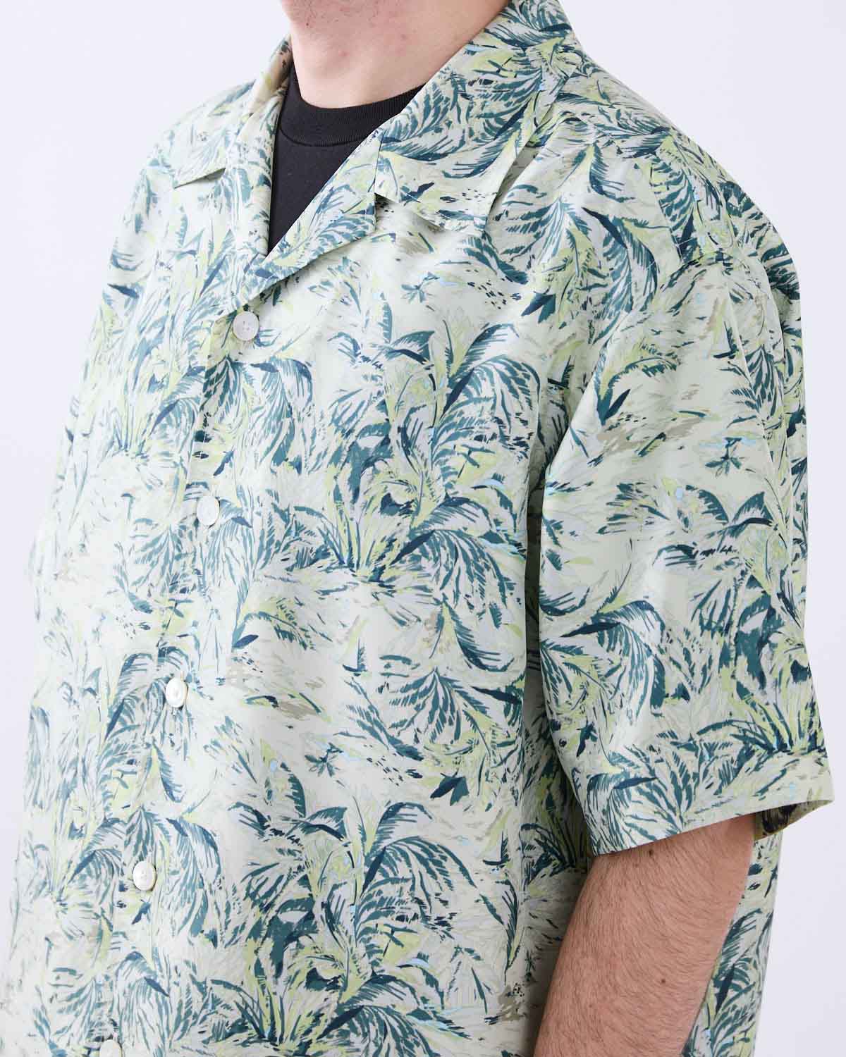 PRINTED AIRY SILK HALF-SLEEVED SHIRT