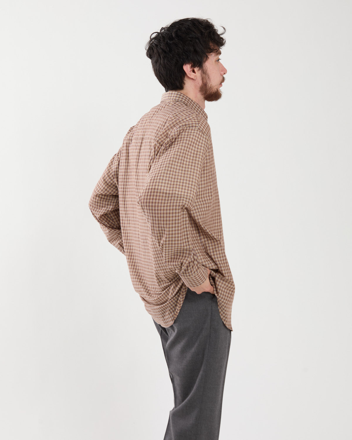 AIRY LIGHT COTTON CHECK BIG SHIRT