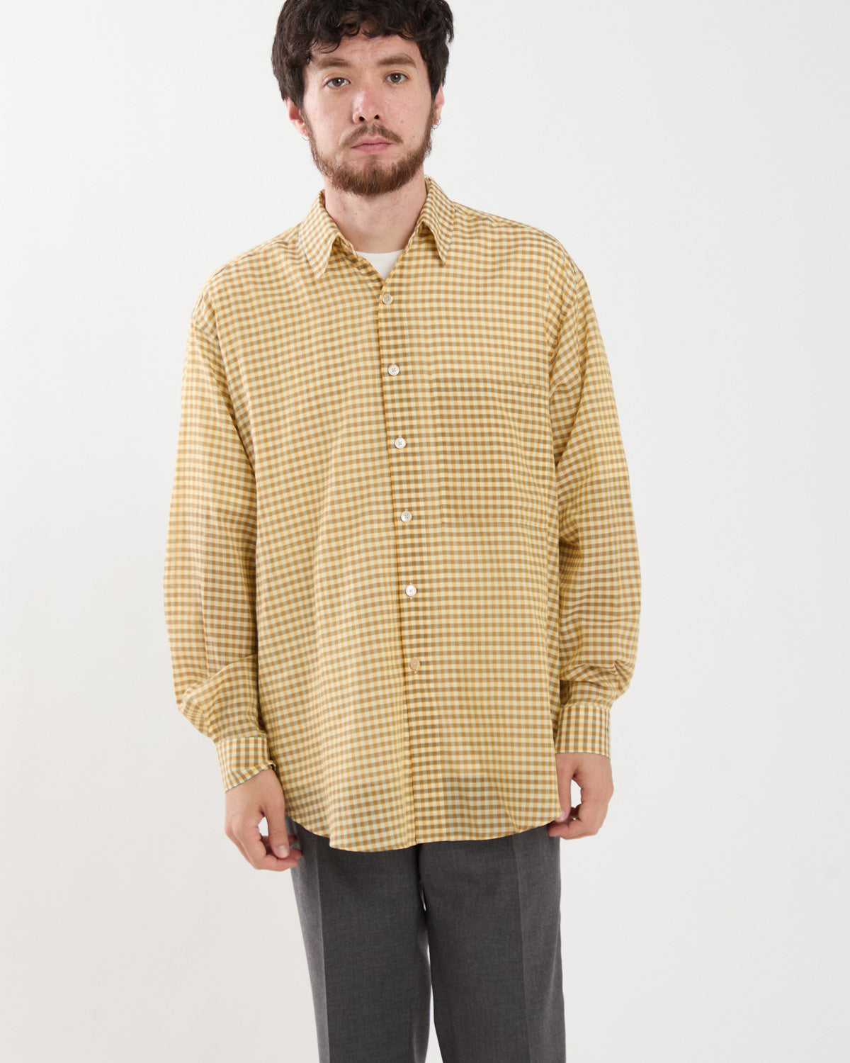 AIRY LIGHT COTTON CHECK BIG SHIRT