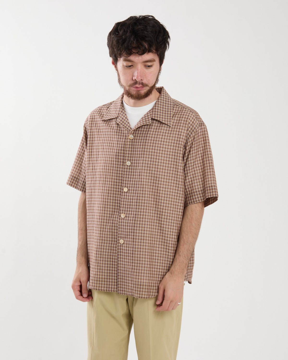 AIRY LIGHT COTTON CHECK HALF SLEEVED SHIRT