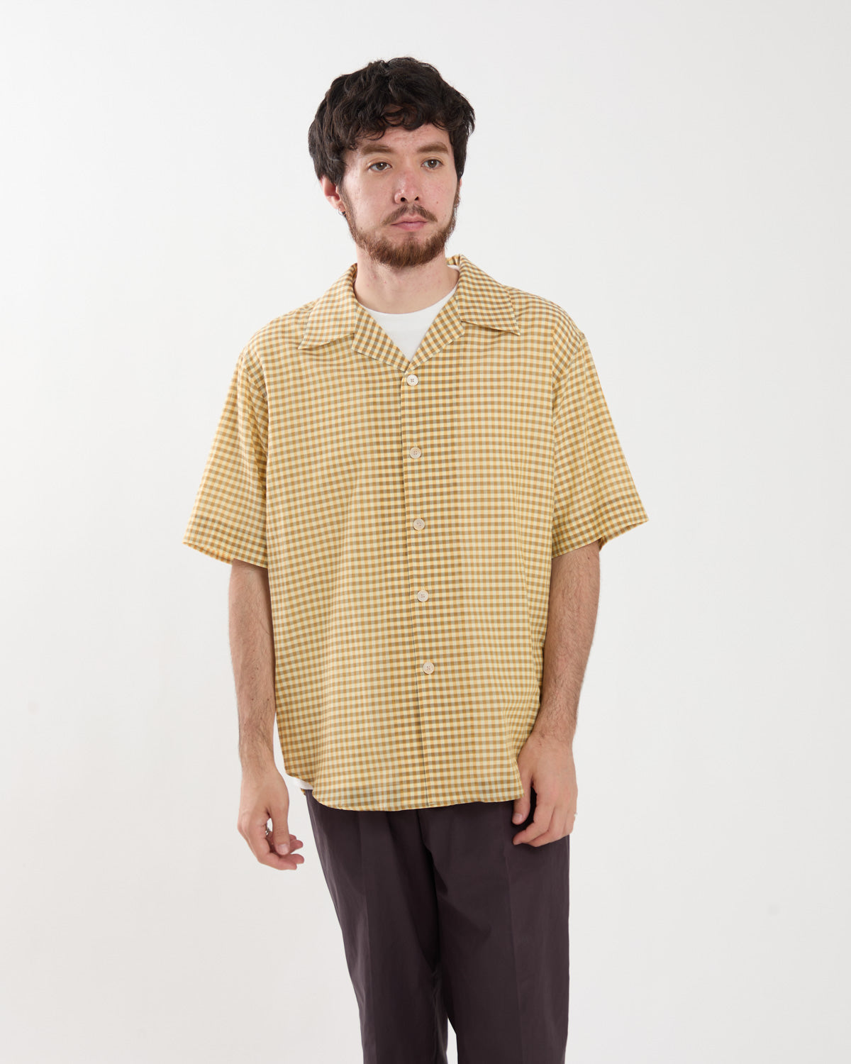 AIRY LIGHT COTTON CHECK HALF SLEEVED SHIRT