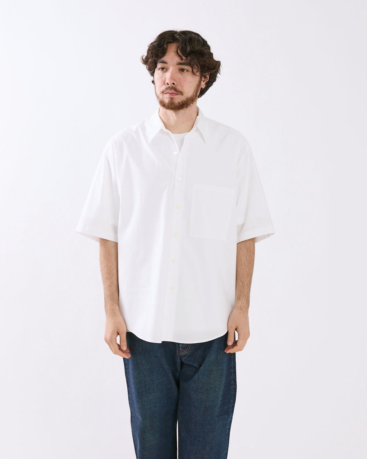 WASHED FINX TWILL BIG HALF SLEEVED SHIRT