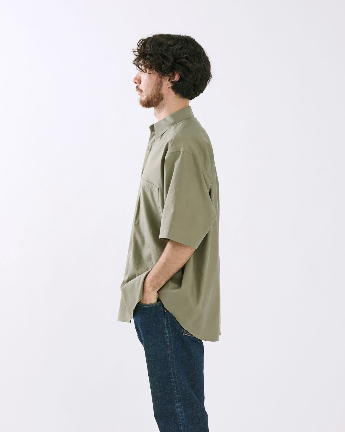 WASHED FINX TWILL BIG HALF SLEEVED SHIRT