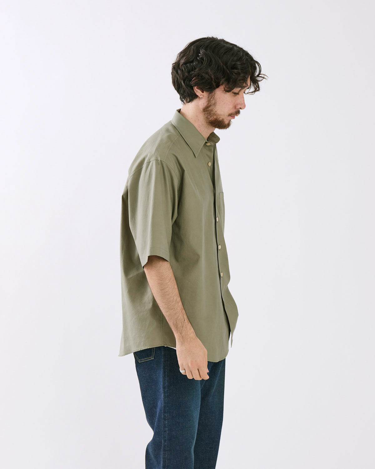 WASHED FINX TWILL BIG HALF SLEEVED SHIRT