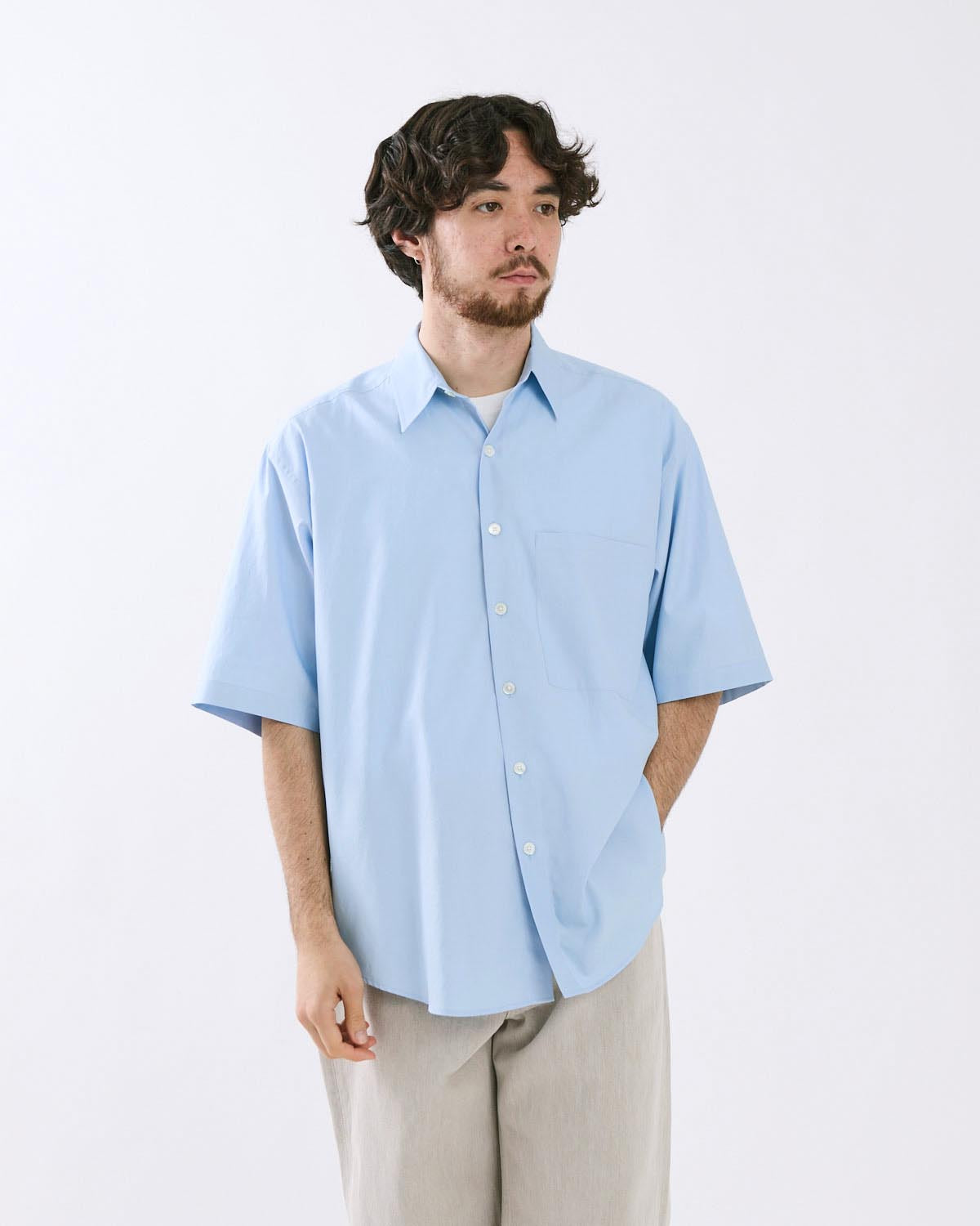 WASHED FINX TWILL BIG HALF SLEEVED SHIRT